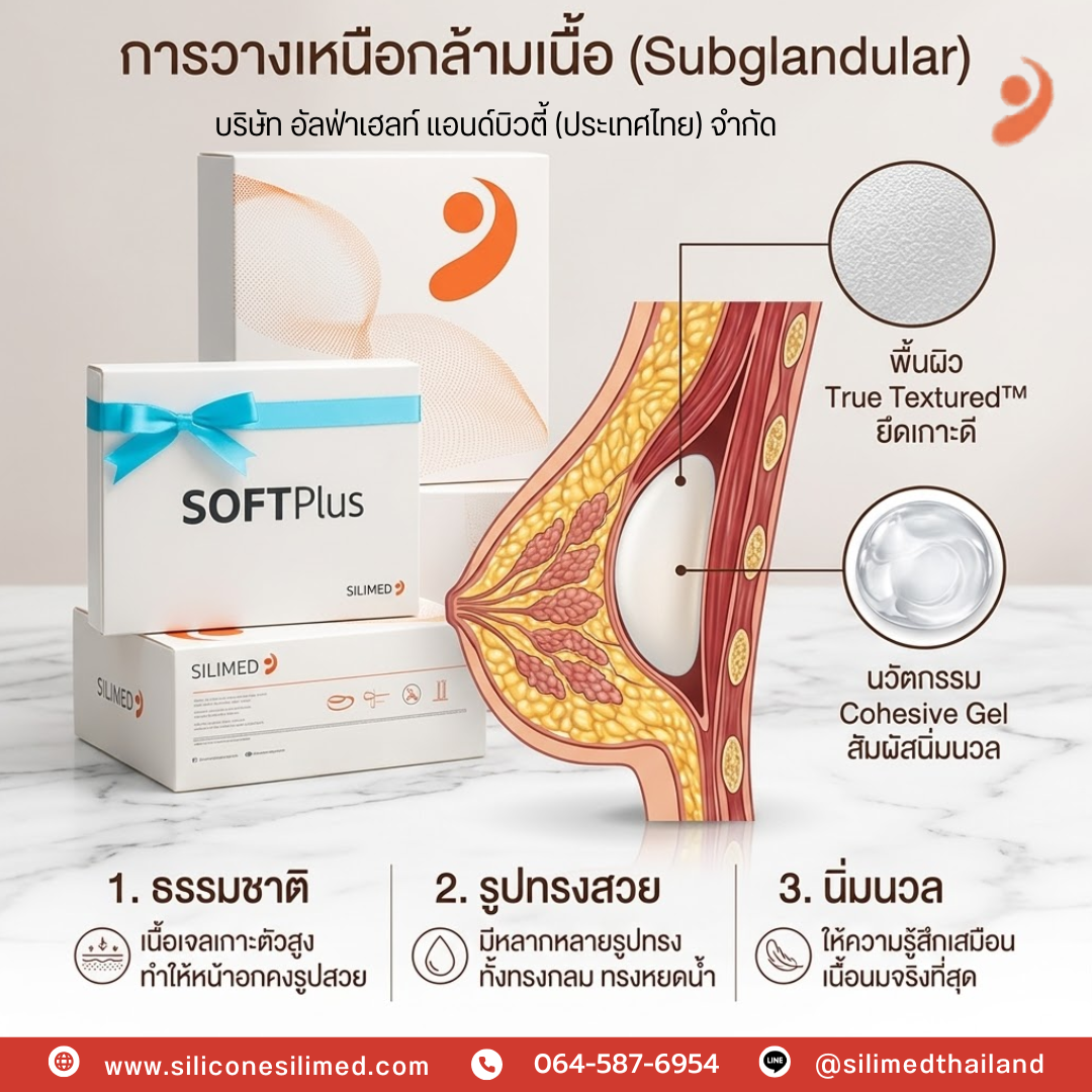 วางเต้านมเทียมเหนือกล้ามเนื้อกับใต้กล้ามเนื้อต่างกันยังไง? 